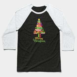 Merry Christmas Tree Shirt Love reading books Librarian Baseball T-Shirt